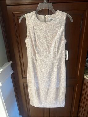 Calvin Klein Light Pink Jacquard Midi Sheath Dress